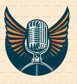 Retro Mikrofon mit Flügeln